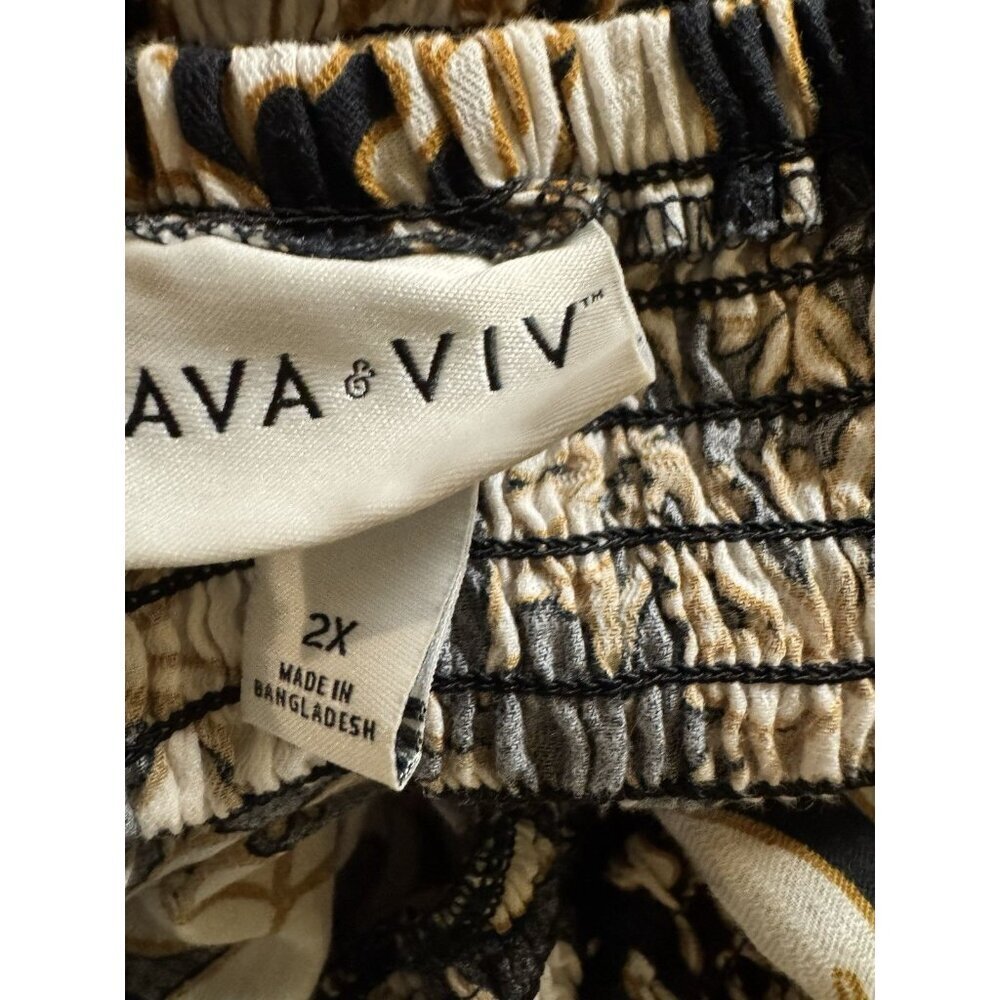 Ava & Viv Floral Smocked Blouse Puff Sleeve Peplum Top 2X - Picture 4 of 6